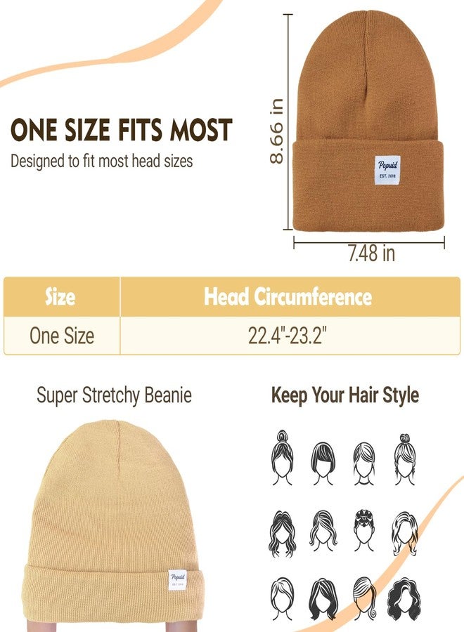 Popuid 5 Pack Satin Lined Beanie Knit Winter Hats for Men Women, Soft Warm Slouchy Silk Lining Cuffed Skull Cap (Black) - Image 3